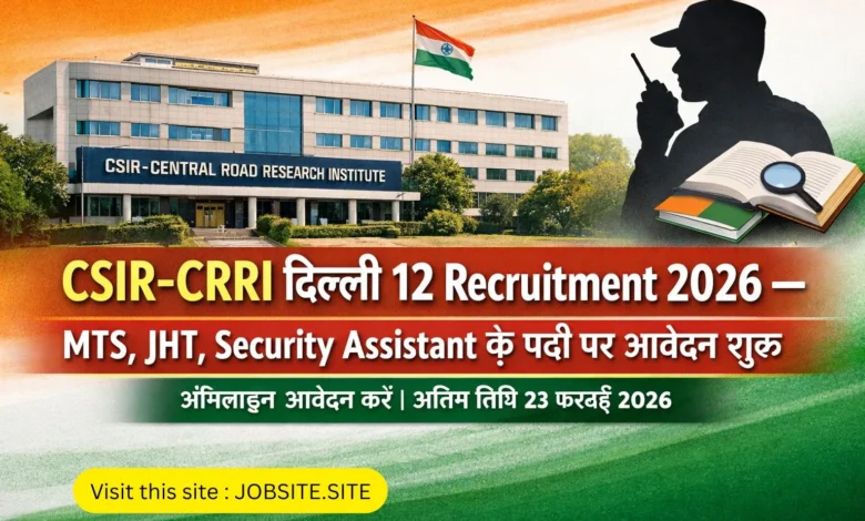 CSIR-CRRI Delhi 12 Recruitment 2026