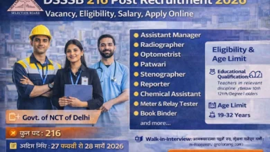 DSSSB 216 Post Recruitment 2026