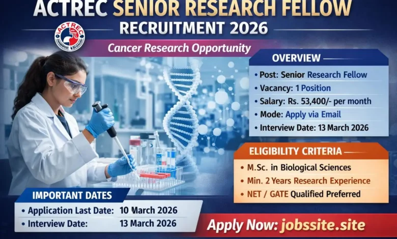 ACTREC Senior Research Fellow Recruitment 2026