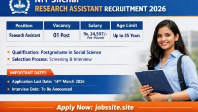 NIT Silchar Research Assistant Recruitment 2026